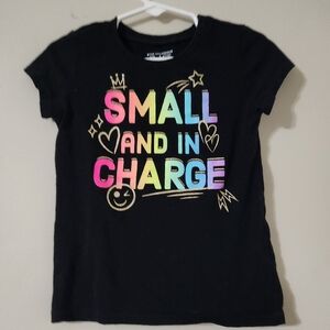 The childrens place 4T Kids Black Graphic Tee Small and In Charge short sleeve